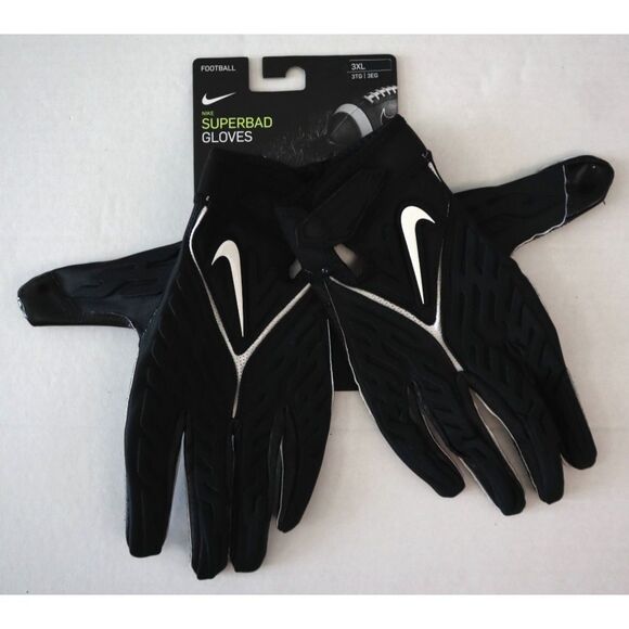 Nike FN0279-091 Men's Sz 3XL Black/White Superbad 6.0 Padded Football Gloves - Picture 1 of 5